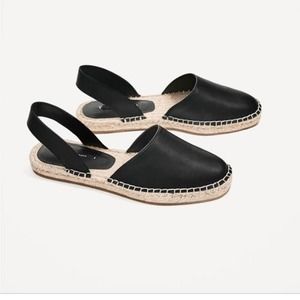 NWT Zara Black Slingback Espadrilles US 7.5 EUR 38